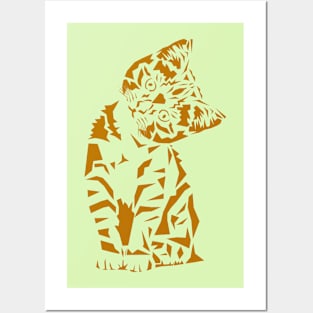 Minimalist Style Golden Cat Posters and Art